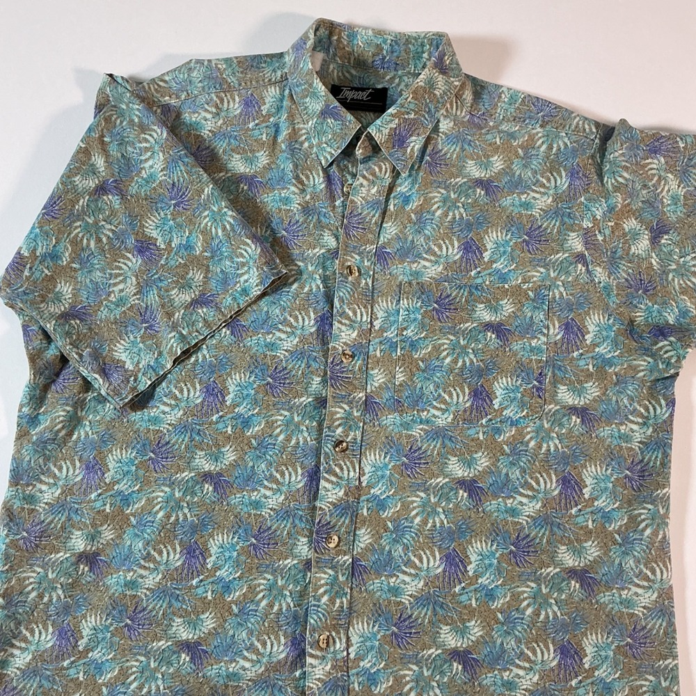 VTG Impact Tropical Hawaiian Men's Button Down Shirt Size L